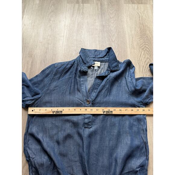 Elie Tahari Collared Tunic Blouse, Denim, Women's size Medium, Long Sleeve - Picture 2 of 7